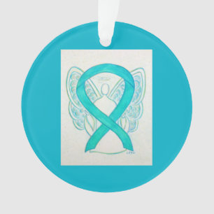 Turquoise Green Awareness Ribbon Angel Ornements