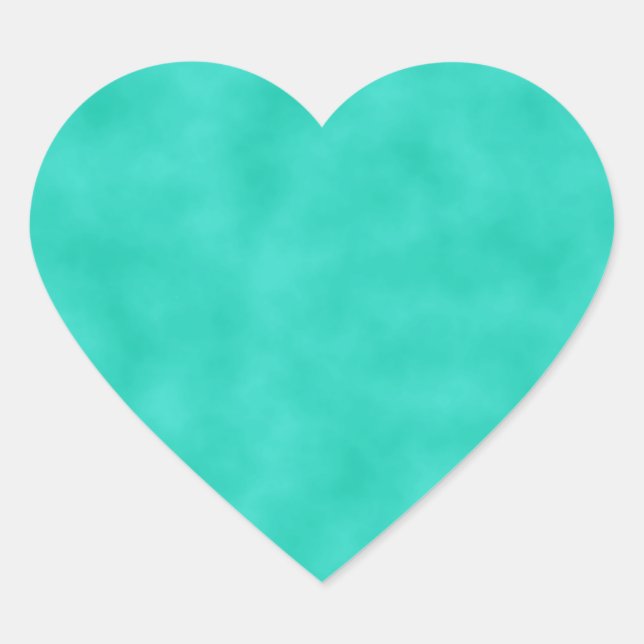Turquoise Green-Blue Marbleized Heart Sticker (Front)
