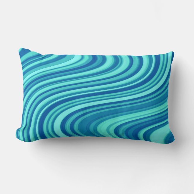 Turquoise Green Blue Pattern Lumbar Pillow (Front)