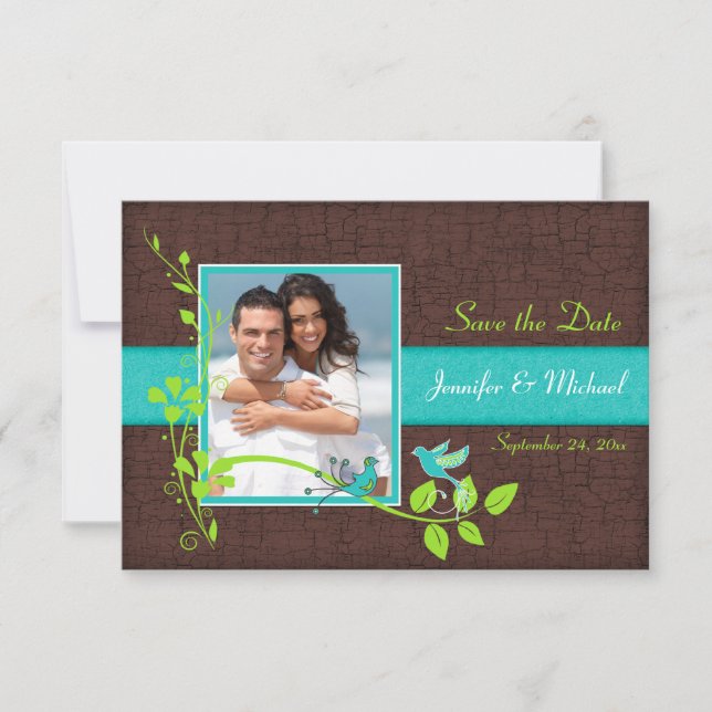 Turquoise Green Brown Crackle Enregistrer la carte (Devant)