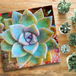 Turquoise Green Cactus Photo Bold Vibrant Square Jigsaw Puzzle<br><div class="desc">I’ve always been mesmerized by the durability and beauty of cacti, which thrive in the harshest of conditions. Embrace the splendour of the desert with this stunning distressed look, close-up photo of a turquoise, green and purple cactus, jigsaw puzzle. Makes a great uplifting and inspirational gift! Choose from five different...</div>