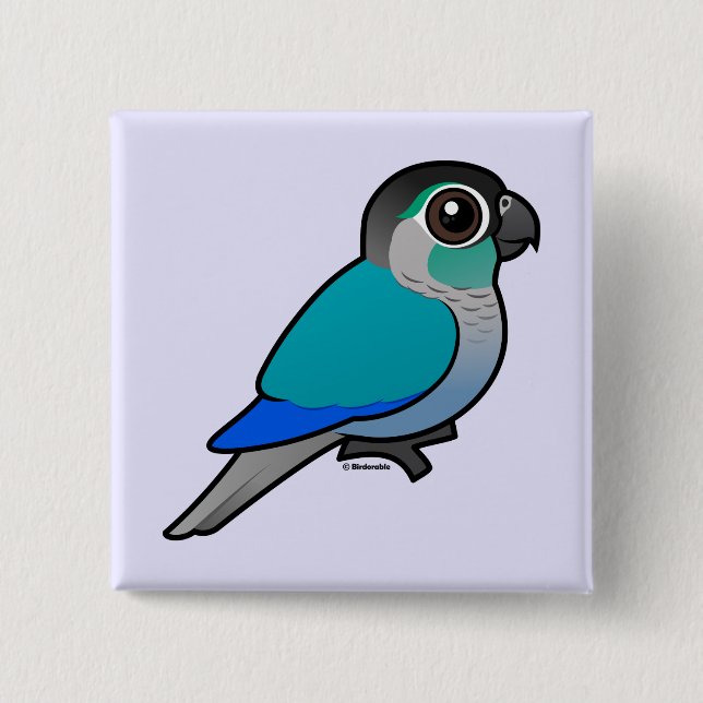 Turquoise Green-cheeked Conure 2 Inch Square Button (Front)