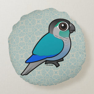 Turquoise Green-cheeked Conure Round Pillow