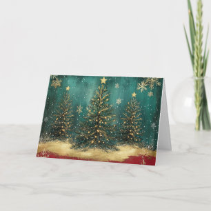 Turquoise Green Christmas with Gold Accents Card