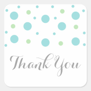 Turquoise Green Confetti Thank You Stickers