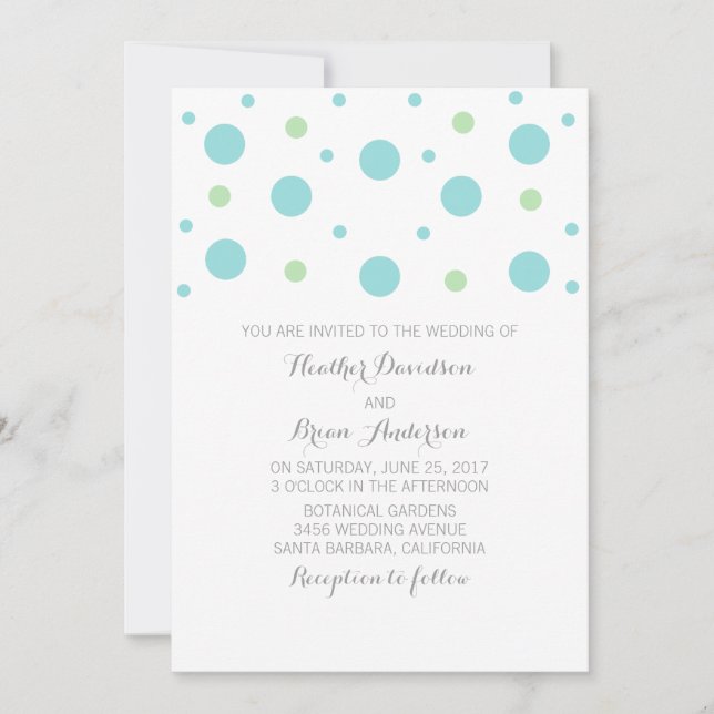 Turquoise Green Confetti Wedding Invite (Front)
