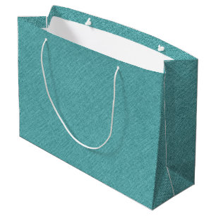 Turquoise-green faux linen texture large gift bag