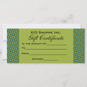 Turquoise Green Gift Certificate