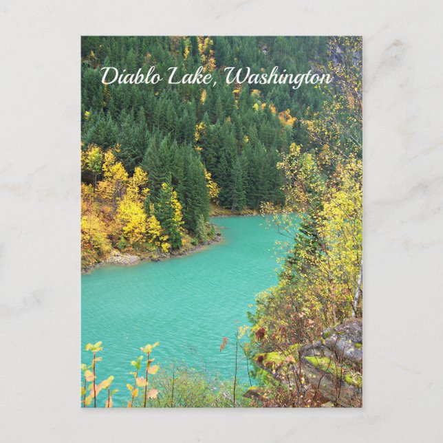 Turquoise-Green Glacial Lake in the Fall Postcard (Front)