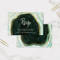 Turquoise Green & Gold Agate Website RSVP Insertio