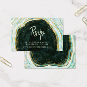Turquoise Green & Gold Agate Website RSVP Insertio