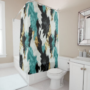 Turquoise Green Gold Black White Cowhide