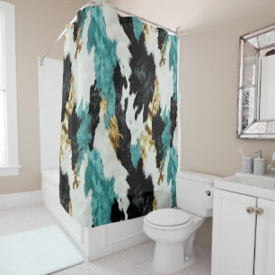 Turquoise Green Gold Black White Cowhide