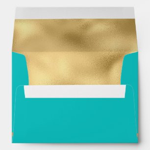 Turquoise Green & Gold Wedding Envelope