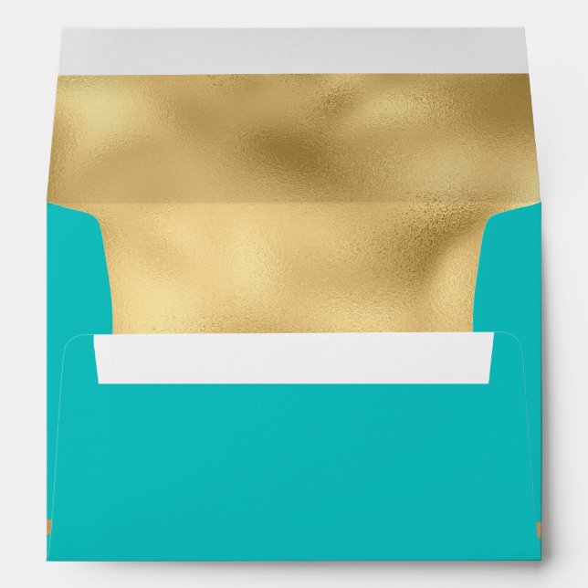 Turquoise Green & Gold Wedding Envelope (Back (Bottom))