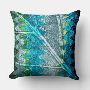 Turquoise Green Grey Abstract Throw Pillow