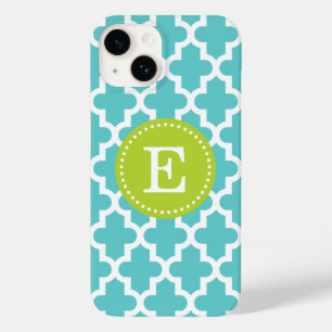 Turquoise & Green Modern Moroccan Custom Monogram Case-Mate iPhone 14 Case