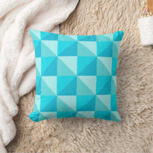 Turquoise Green Optical Illusion Quilt pattern Throw Pillow