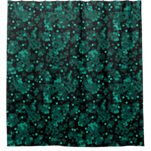 Turquoise green polka dot pattern on black
