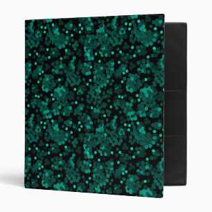 Turquoise green polka dot pattern on black binder