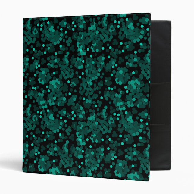 Turquoise green polka dot pattern on black binder (Front/Inside)