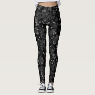Turquoise green polka dot pattern on black leggings