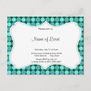 Turquoise & Green Polka Dots Invitation Postcard