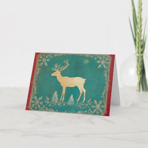 Turquoise Green Reindeer with Gold Foil Card