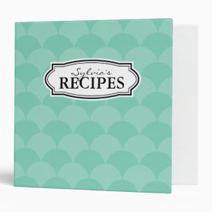 Turquoise green scallop pattern recipe binder book