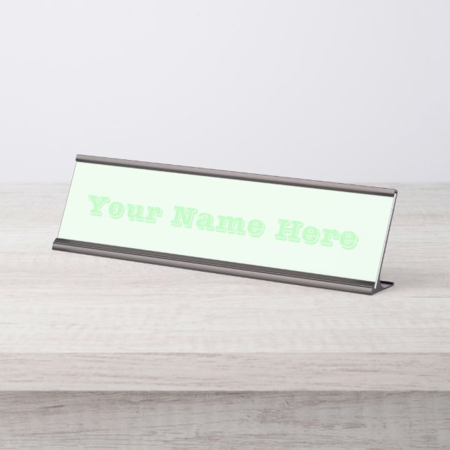 Turquoise Green Soft Pale White Pastel Solid Colou Desk Name Plate (Front)