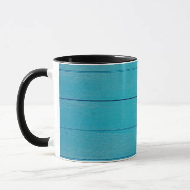 Turquoise green textured painted wall pattern mug (Left)