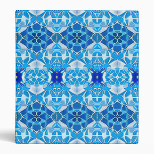 Turquoise, Grey and Cobalt Blue Tile Pattern Binder
