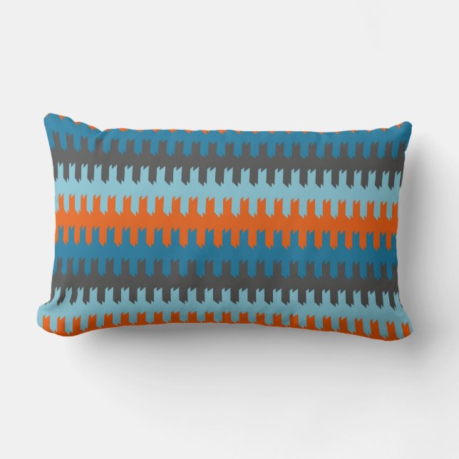 Turquoise, Grey and orange pattern Lumbar Pillow (Front)