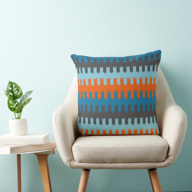 Turquoise, Grey and orange pattern Throw Pillow (Chair)