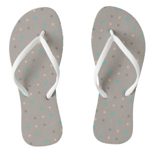 Turquoise, grey and Peach Flip Flops