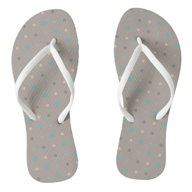Turquoise, grey and Peach Flip Flops (Footbed)