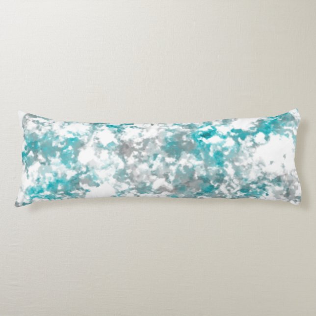 Turquoise grey and white marble texture body pillow (Front)