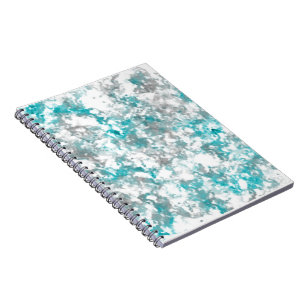 Turquoise grey and white marble texture notebook