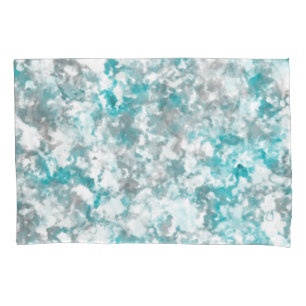 Turquoise grey and white marble texture pillowcase