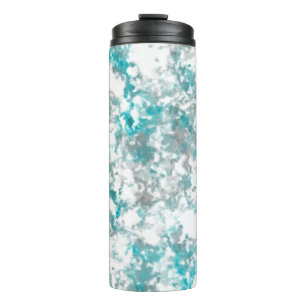 Turquoise grey and white marble texture thermal tumbler