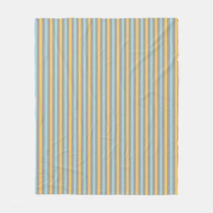 Turquoise Grey and Yellow Stripes Fleece Blanket