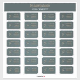 Turquoise Grey Christmas Card Address List Set