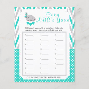 Turquoise & Grey Elephant Baby Shower - ABC's Flyer