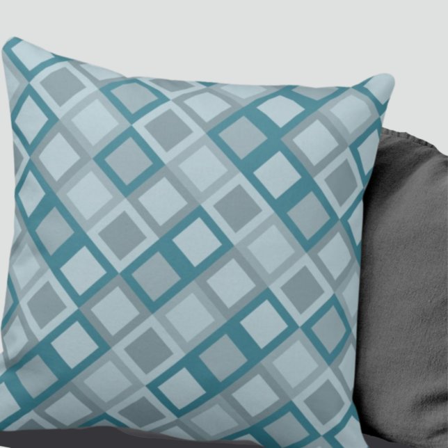 Turquoise & Grey Geometric Pattern Throw Pillow (Creator Uploaded)