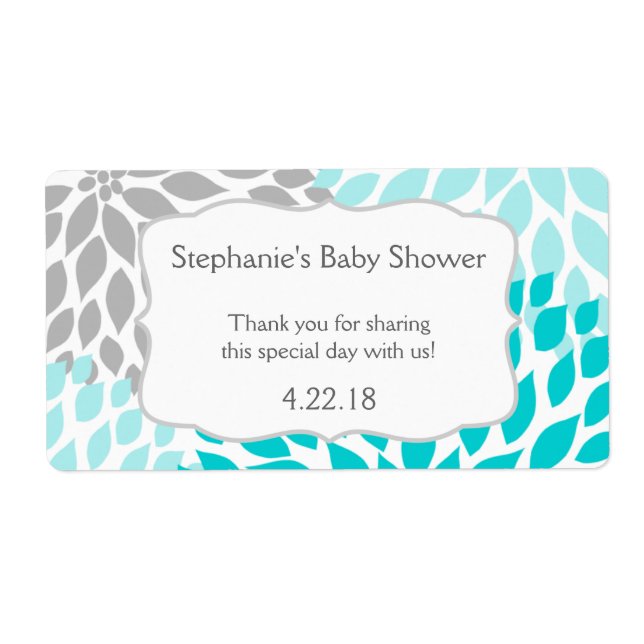 Turquoise Grey Mums Bouteille d'eau Favoriser (Devant)