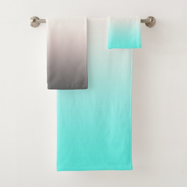 Turquoise grey Ombre Bath Towel Set (Insitu)
