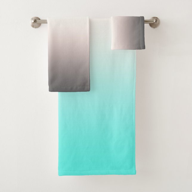 Turquoise grey Ombre Bath Towel Set (Insitu)