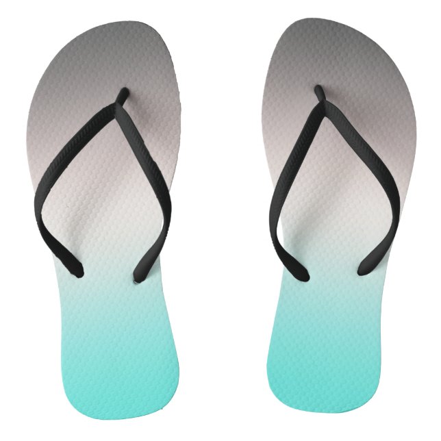 Turquoise grey Ombre Flip Flops (Footbed)