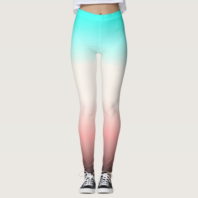 Turquoise grey Ombre Leggings (Front)