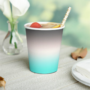 Turquoise grey Ombre Shower Curtain Paper Cups